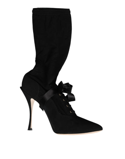 Dolce & Gabbana Black Stiletto Heels Mid Calf Boots Shoes by Dolce & Gabbana