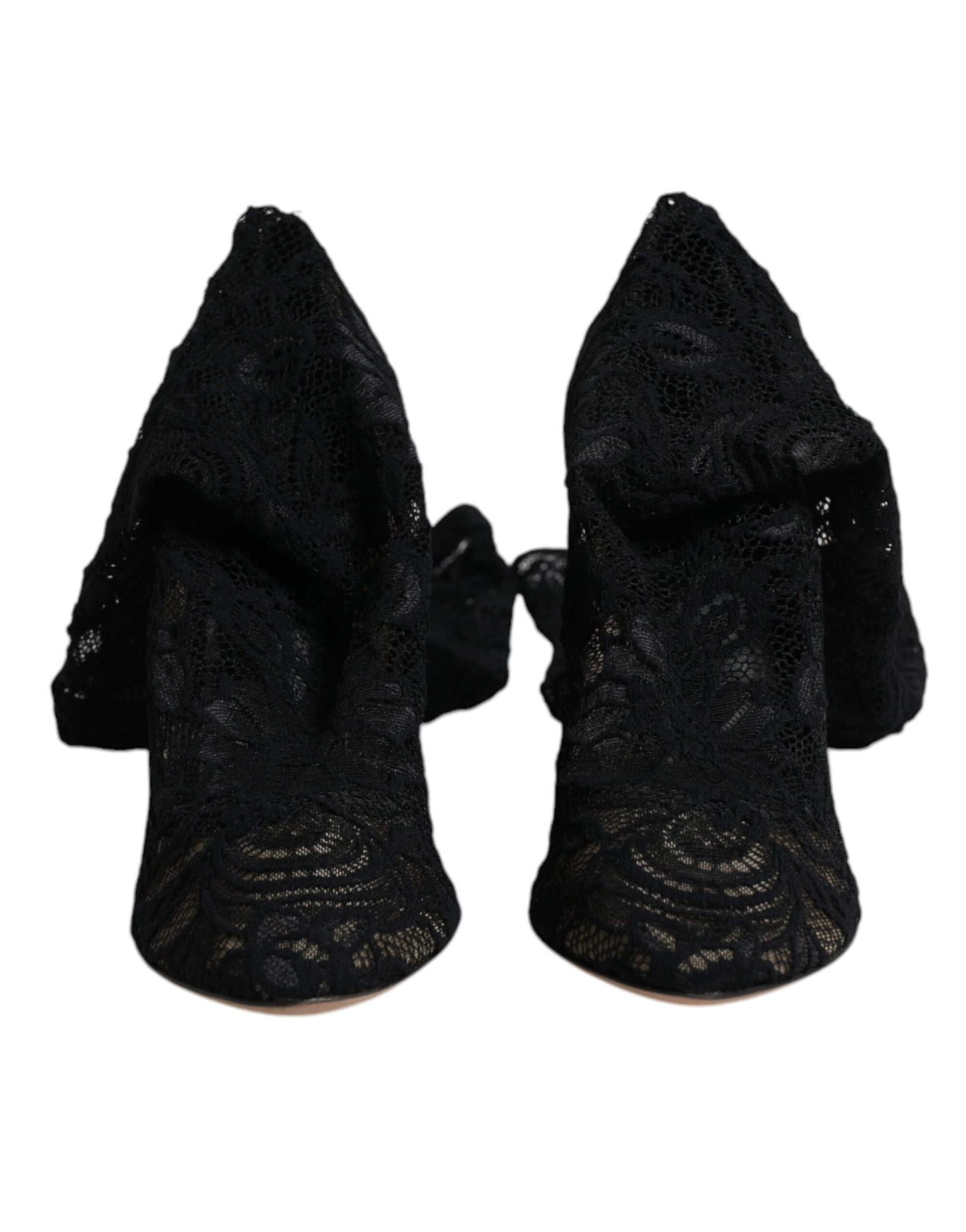 Dolce & Gabbana Black Stretch Socks Taormina Lace Boots Shoes by Dolce & Gabbana