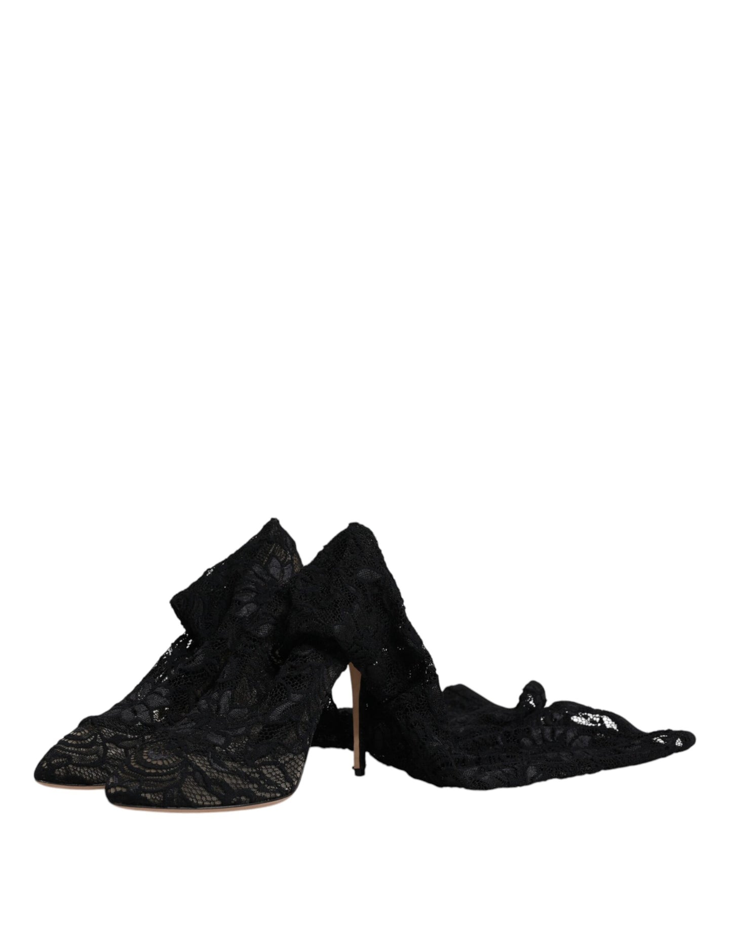 Dolce & Gabbana Black Stretch Socks Taormina Lace Boots Shoes by Dolce & Gabbana