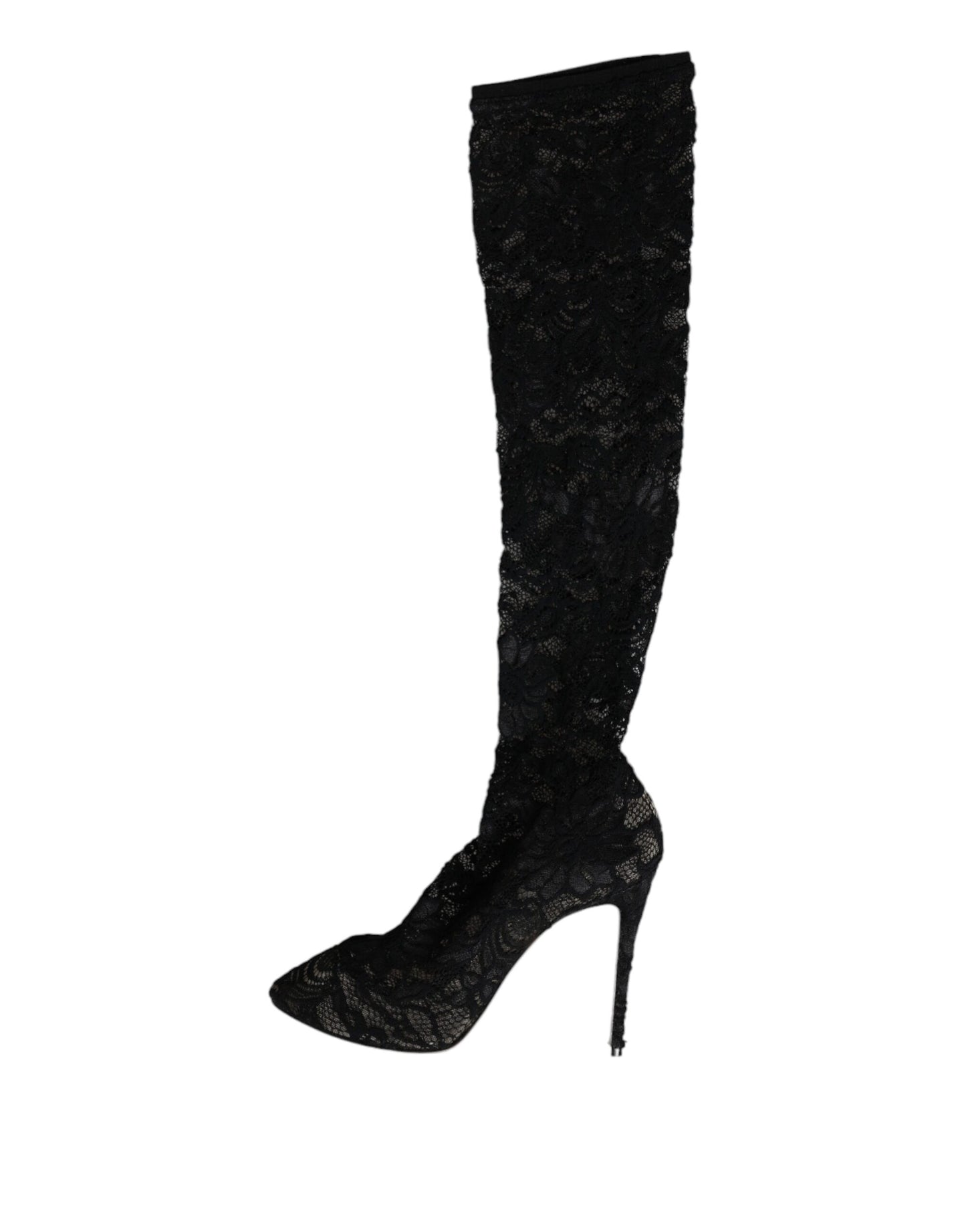 Dolce & Gabbana Black Stretch Socks Taormina Lace Boots Shoes by Dolce & Gabbana