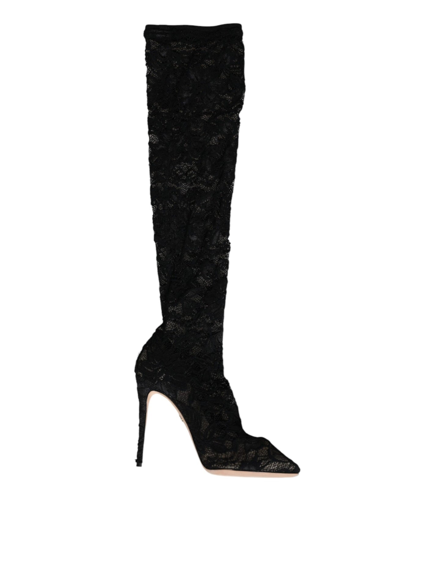 Dolce & Gabbana Black Stretch Socks Taormina Lace Boots Shoes by Dolce & Gabbana