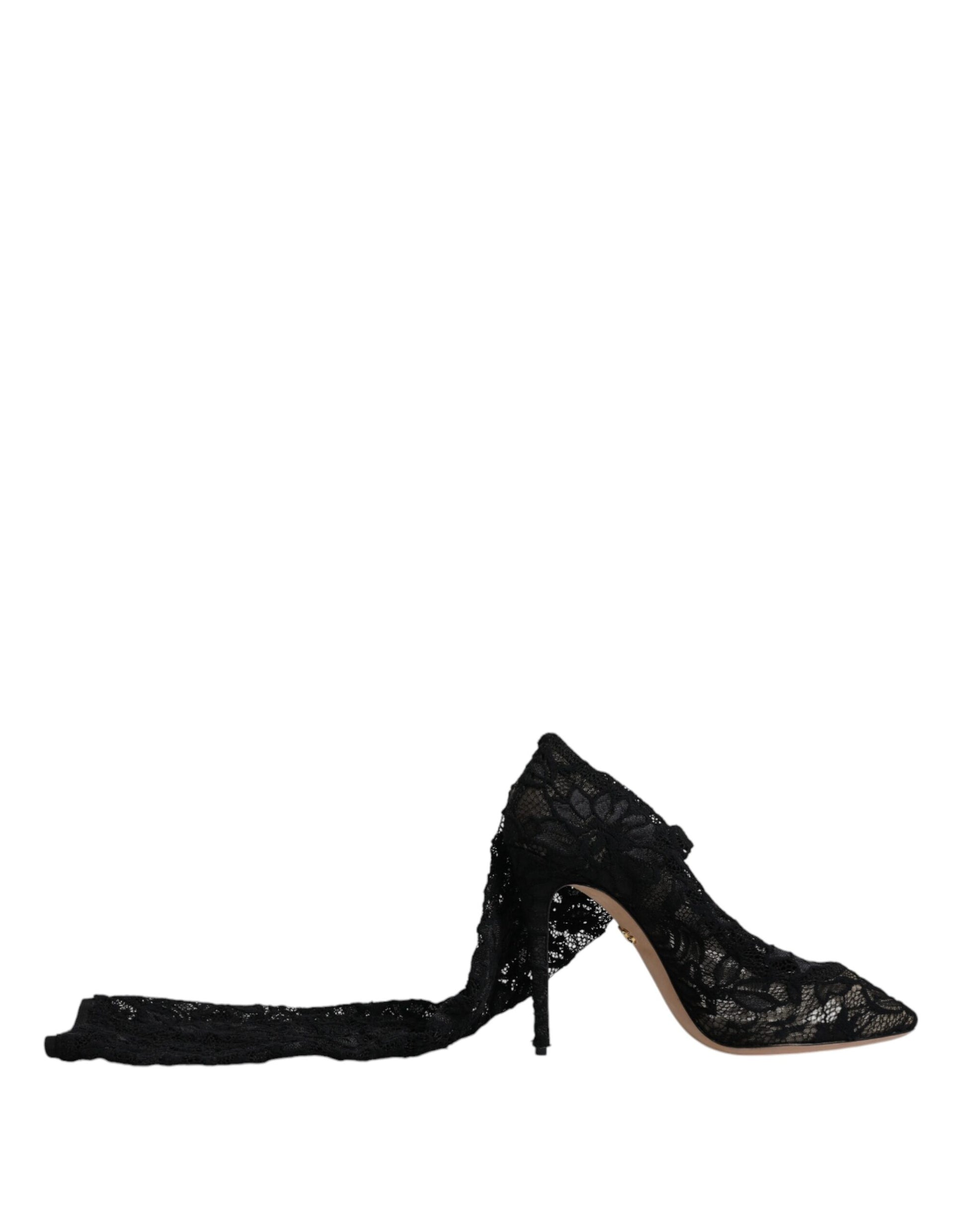 Dolce & Gabbana Black Stretch Socks Taormina Lace Boots Shoes by Dolce & Gabbana