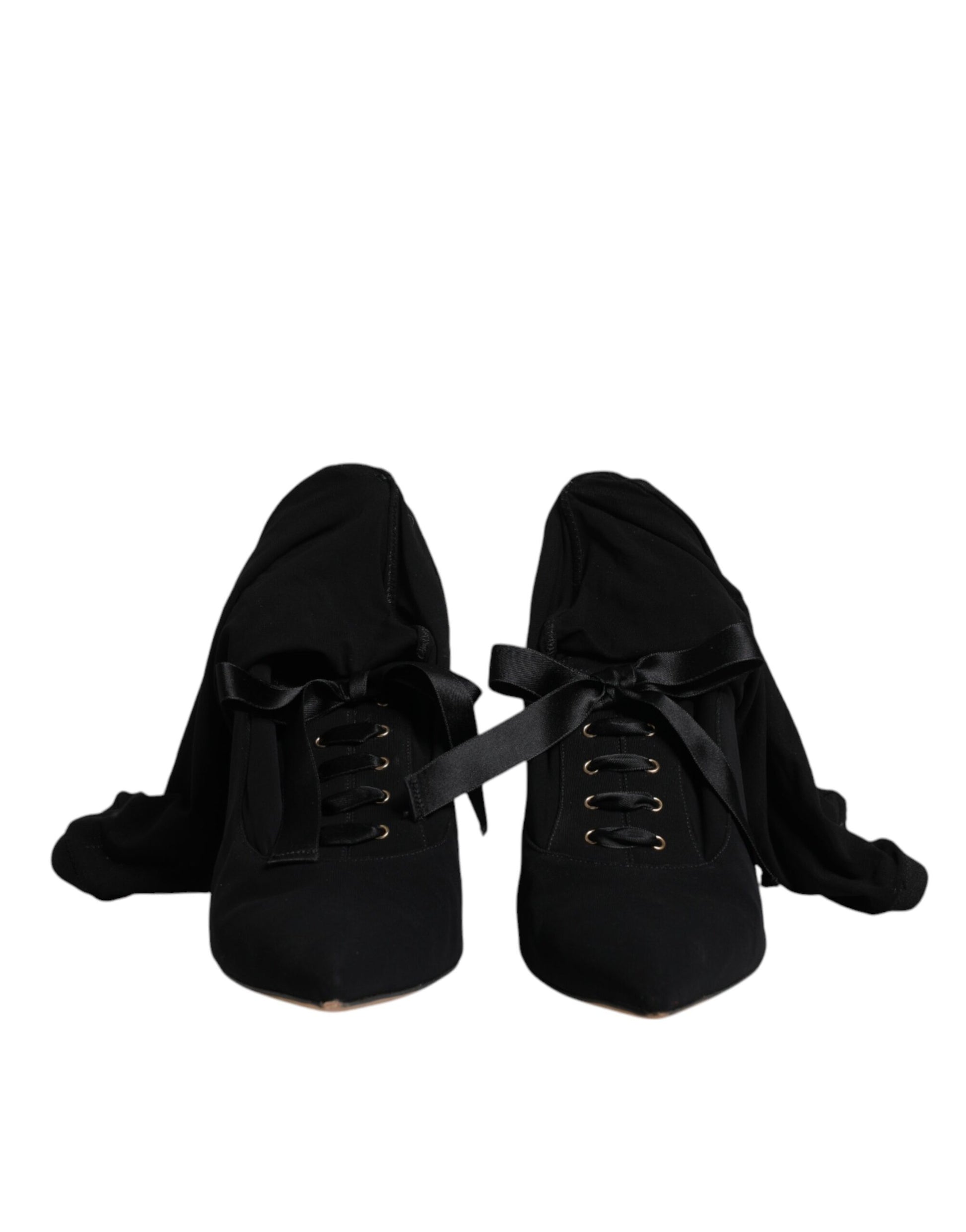 Dolce & Gabbana Black Stiletto Heels Mid Calf Boots Shoes by Dolce & Gabbana