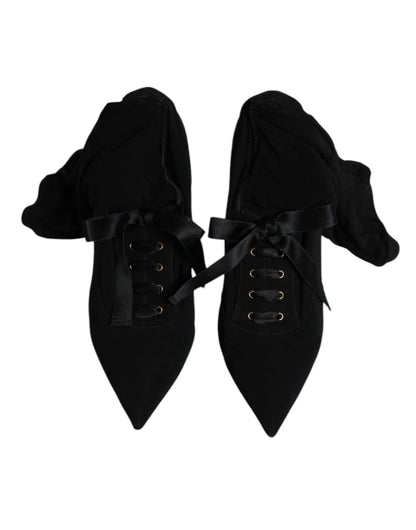 Dolce & Gabbana Black Stiletto Heels Mid Calf Boots Shoes by Dolce & Gabbana