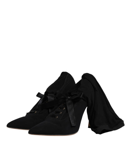 Dolce & Gabbana Black Stiletto Heels Mid Calf Boots Shoes by Dolce & Gabbana