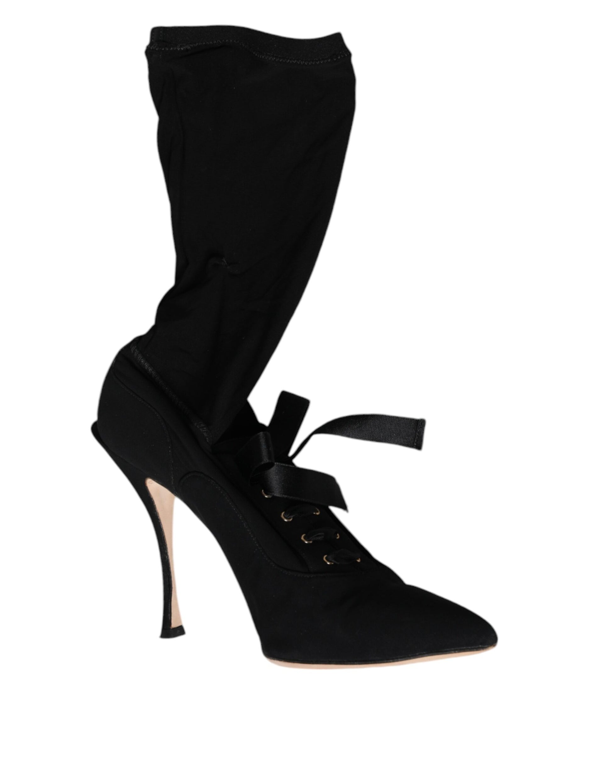 Dolce & Gabbana Black Stiletto Heels Mid Calf Boots Shoes by Dolce & Gabbana