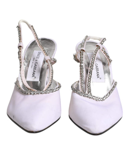 Escarpins Dolce &amp; Gabbana à brides arrière et strass blancs