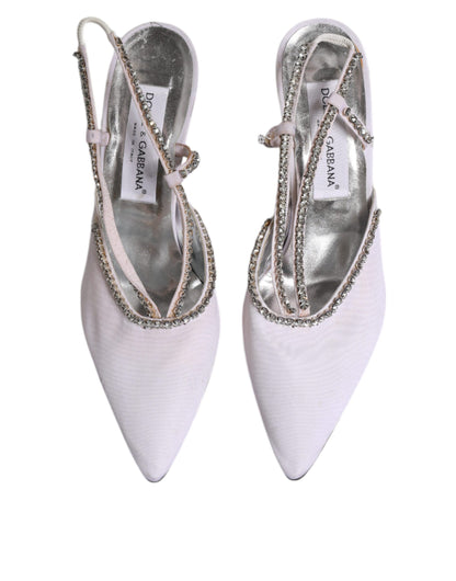 Escarpins Dolce &amp; Gabbana à brides arrière et strass blancs