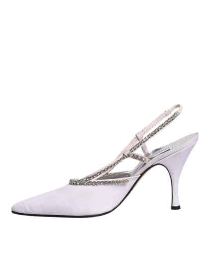 Escarpins Dolce &amp; Gabbana à brides arrière et strass blancs