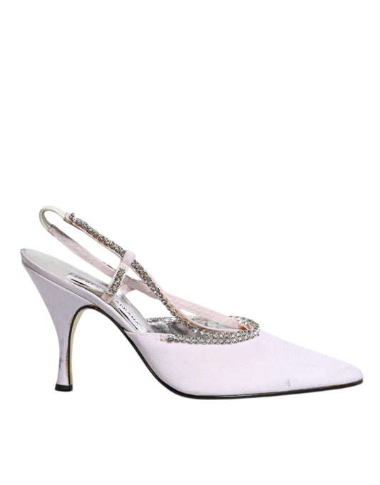 Escarpins Dolce &amp; Gabbana à brides arrière et strass blancs