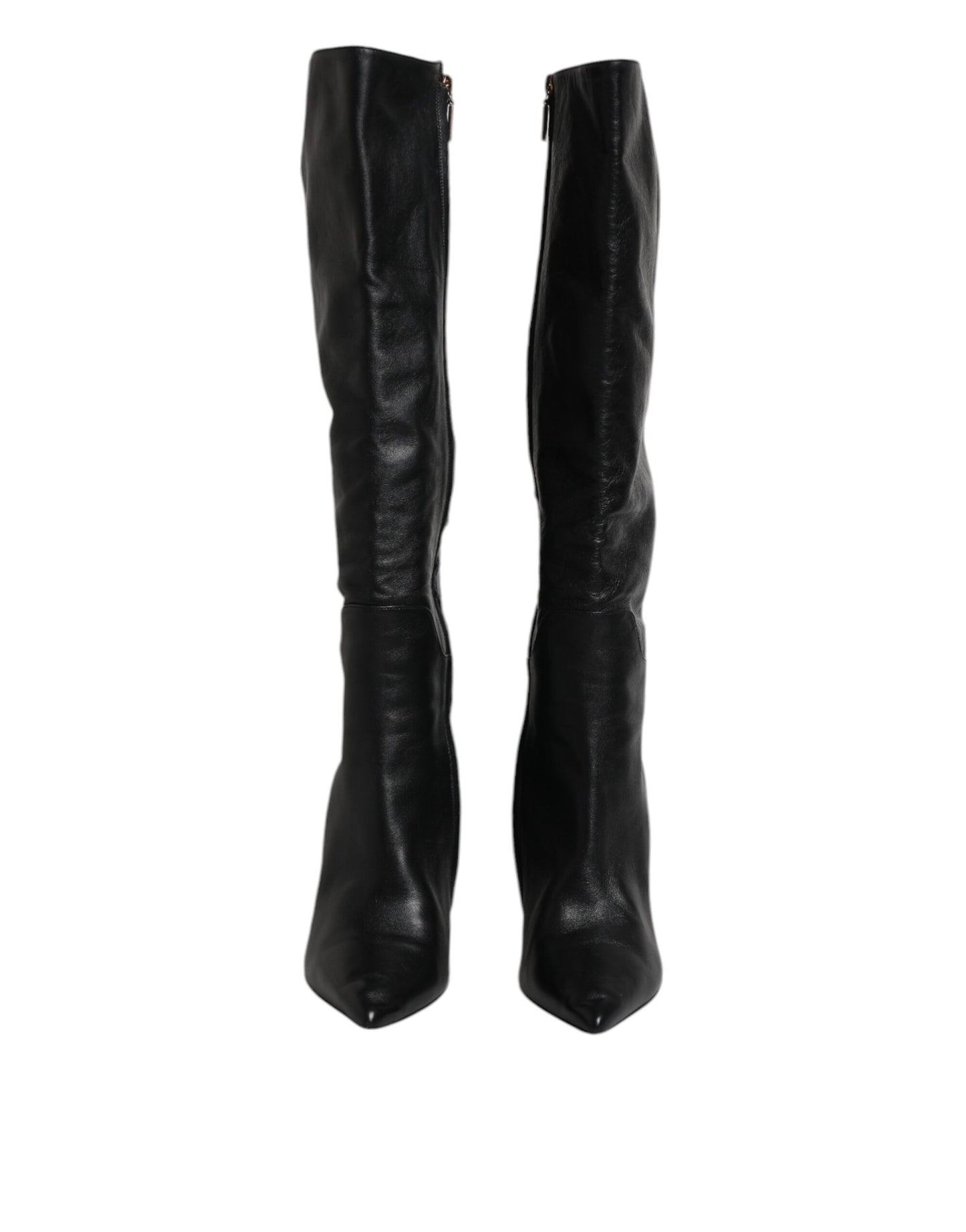 Dolce & Gabbana Black Leather Heels Knee High Boots Shoes by Dolce & Gabbana