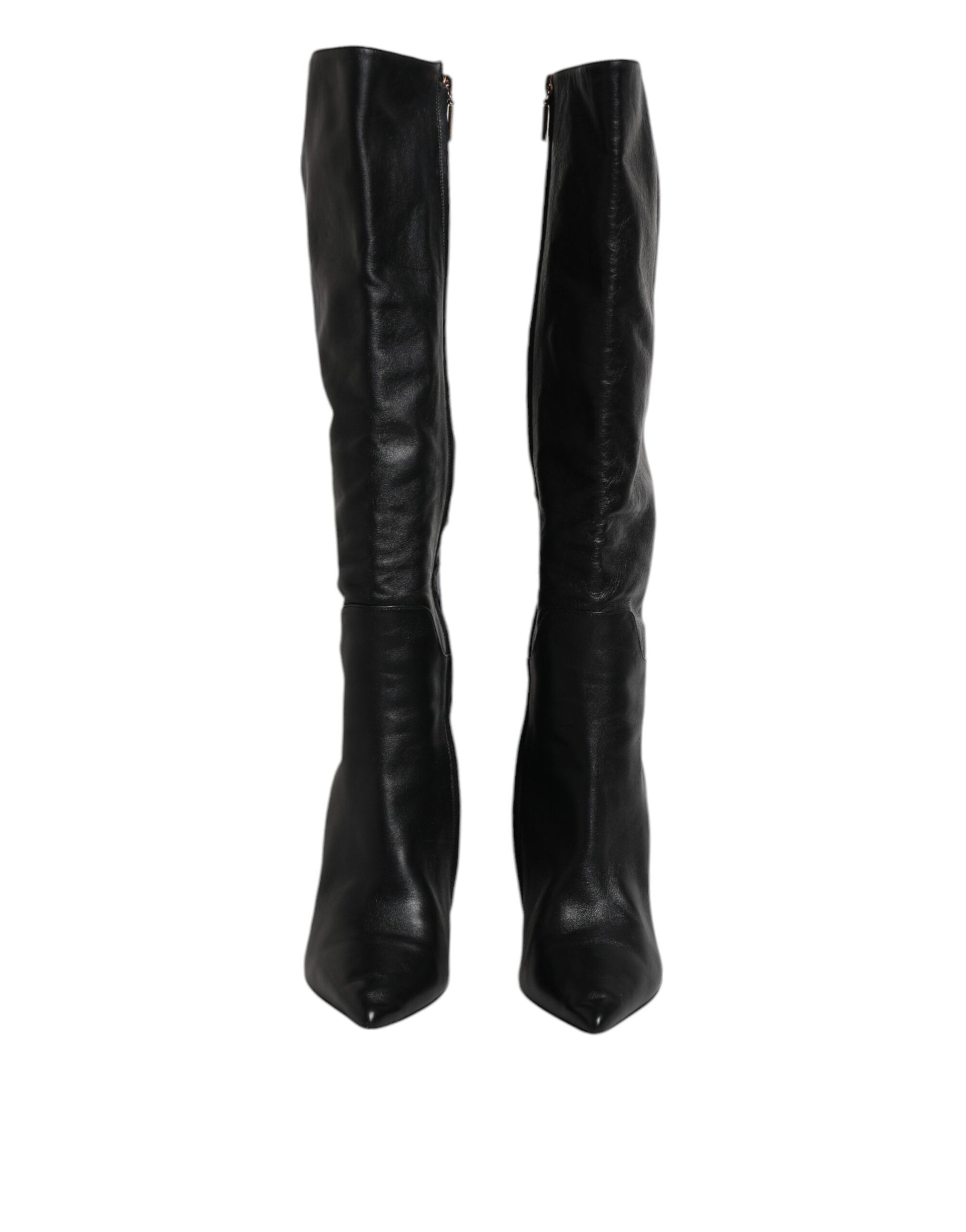 Dolce & Gabbana Black Leather Heels Knee High Boots Shoes by Dolce & Gabbana