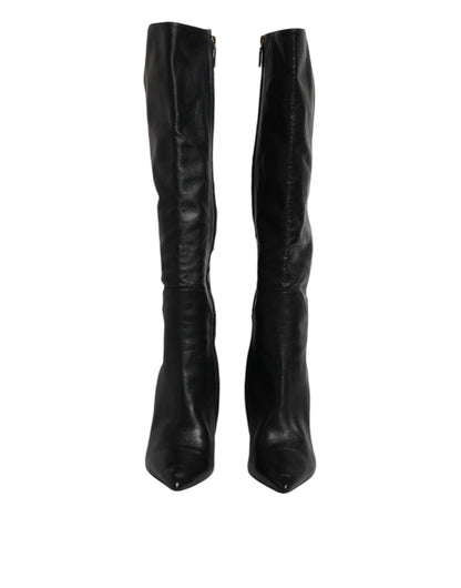 Dolce & Gabbana Black Leather Heels Knee High Boots Shoes by Dolce & Gabbana