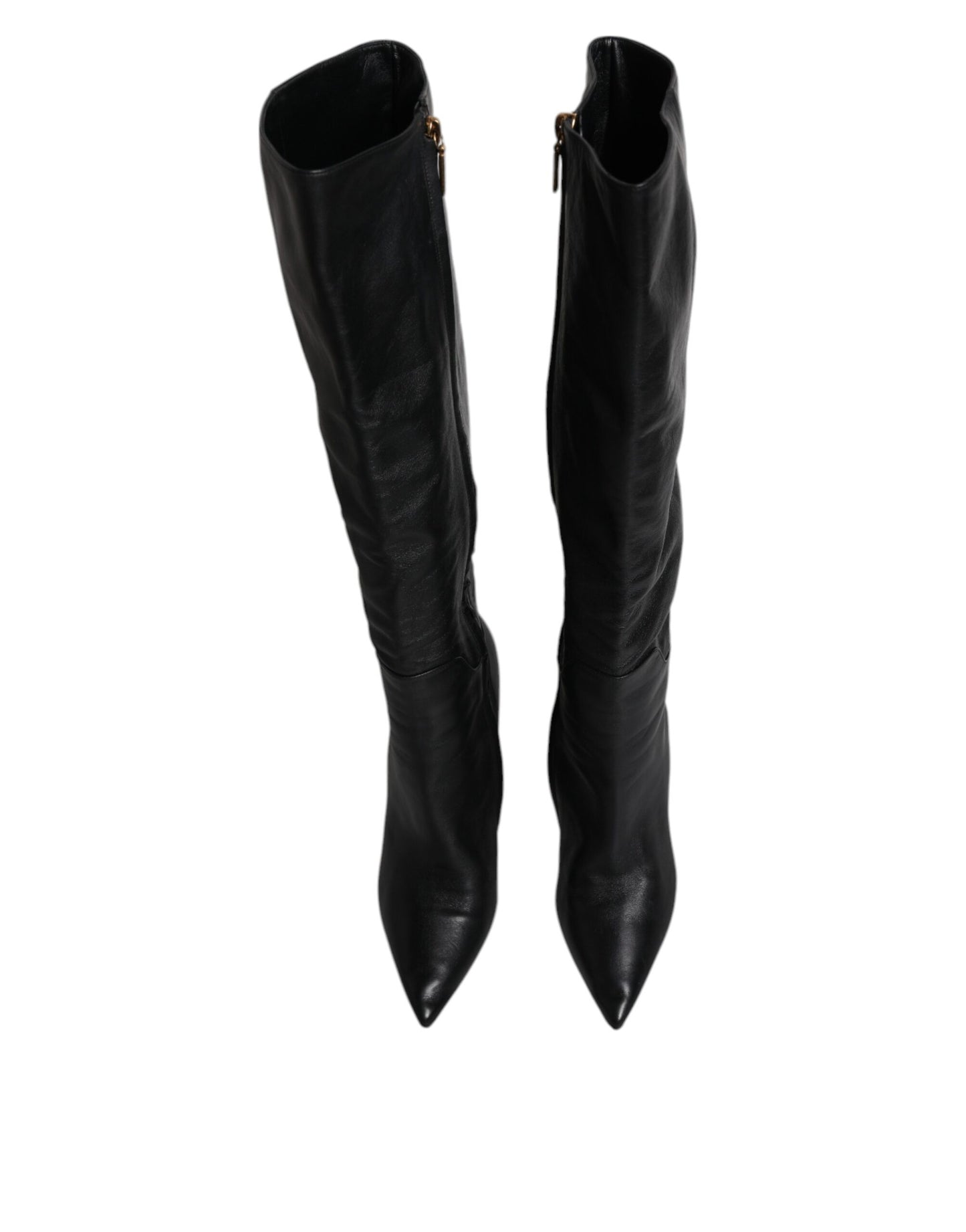 Dolce & Gabbana Black Leather Heels Knee High Boots Shoes by Dolce & Gabbana