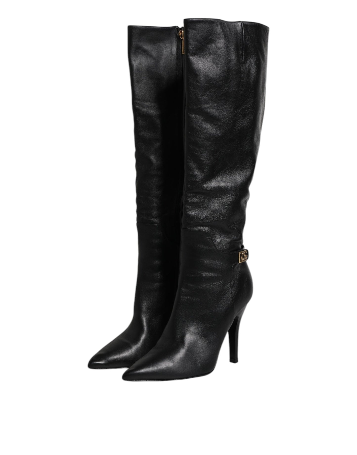 Dolce & Gabbana Black Leather Heels Knee High Boots Shoes by Dolce & Gabbana
