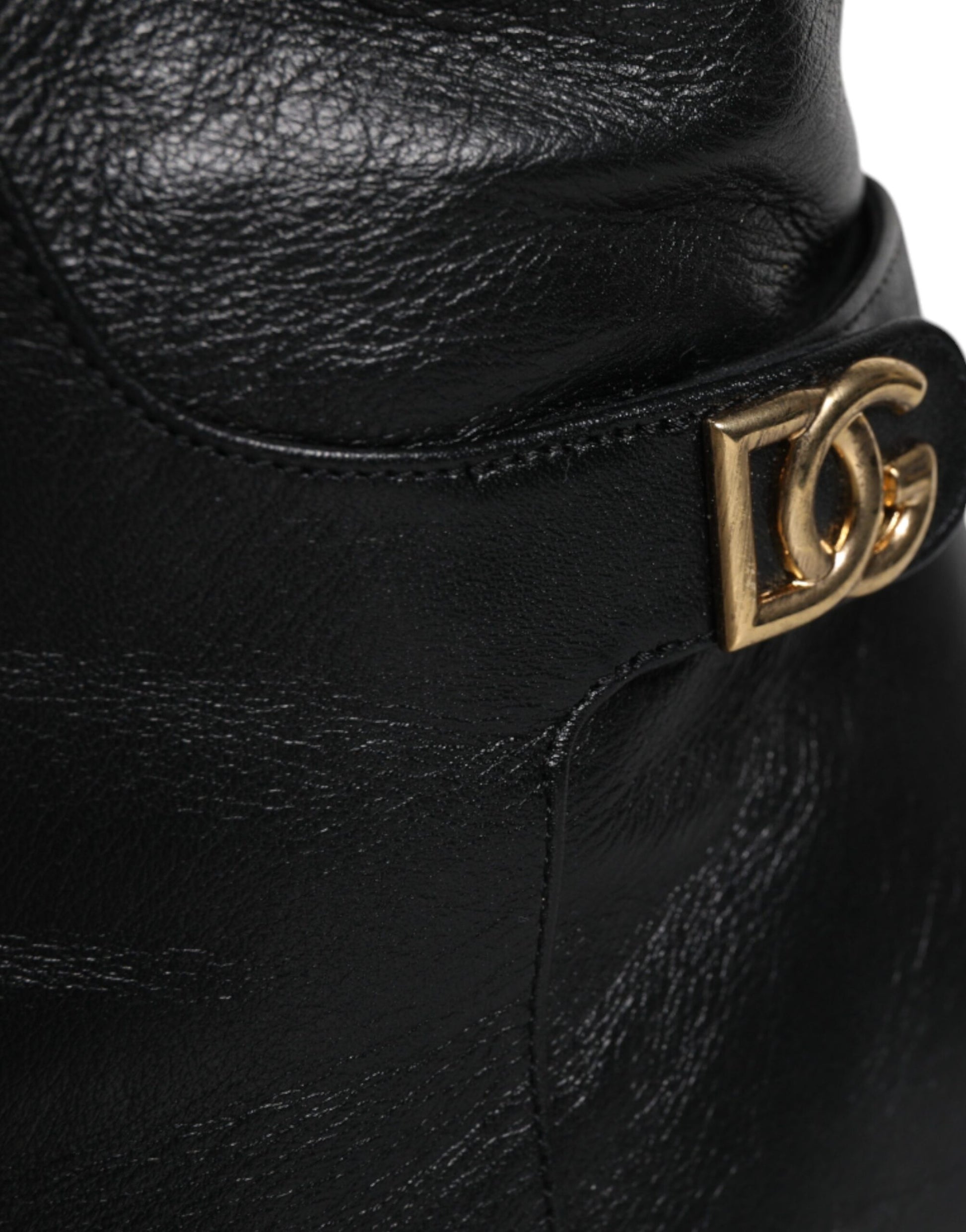 Dolce & Gabbana Black Leather Heels Knee High Boots Shoes by Dolce & Gabbana