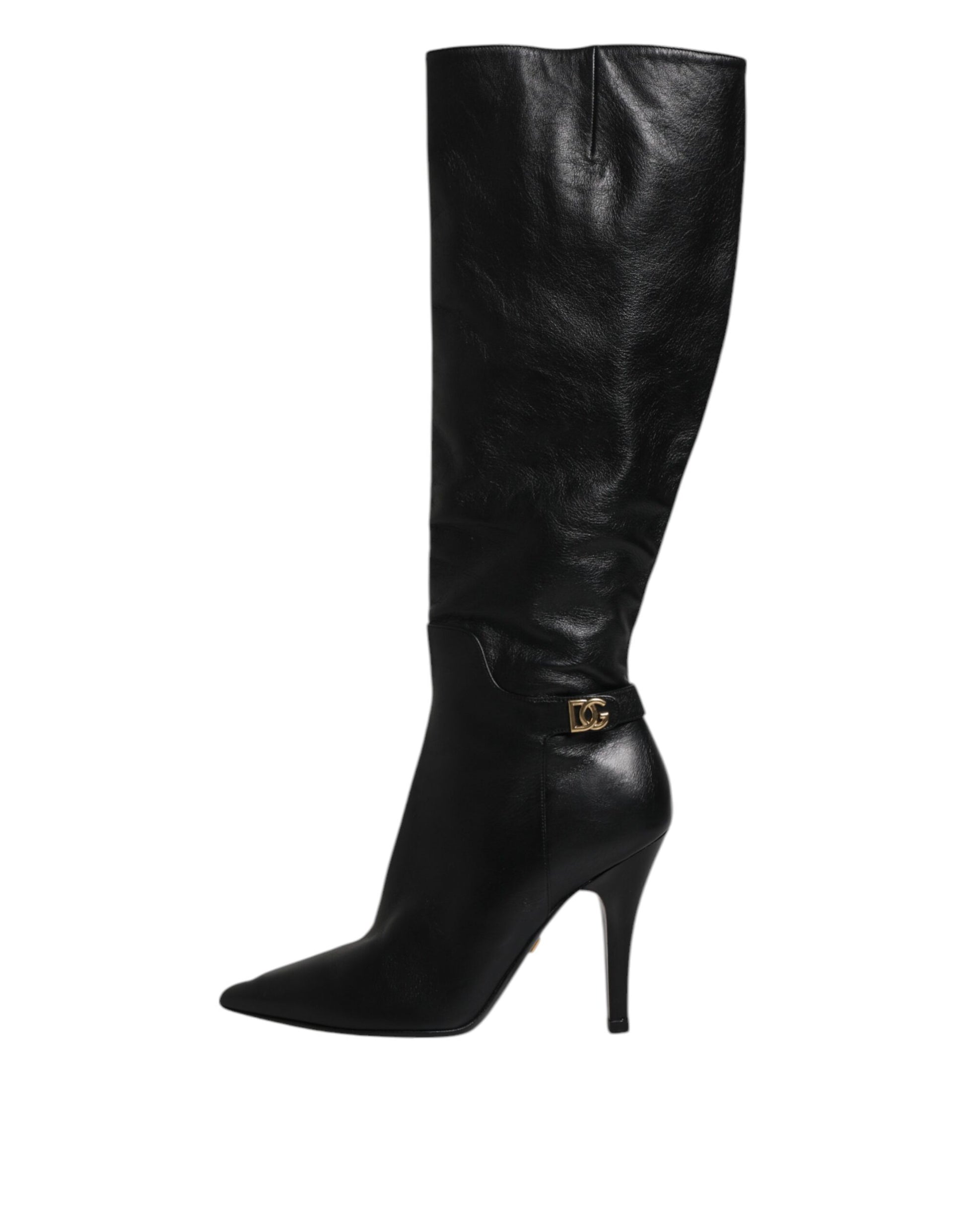 Dolce & Gabbana Black Leather Heels Knee High Boots Shoes by Dolce & Gabbana