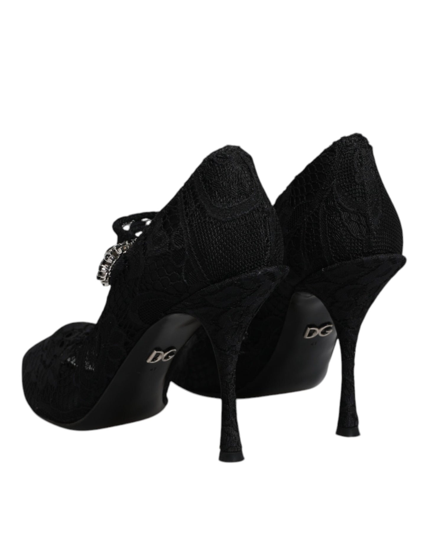 Escarpins Mary Jane en dentelle noire et cristaux Dolce &amp; Gabbana