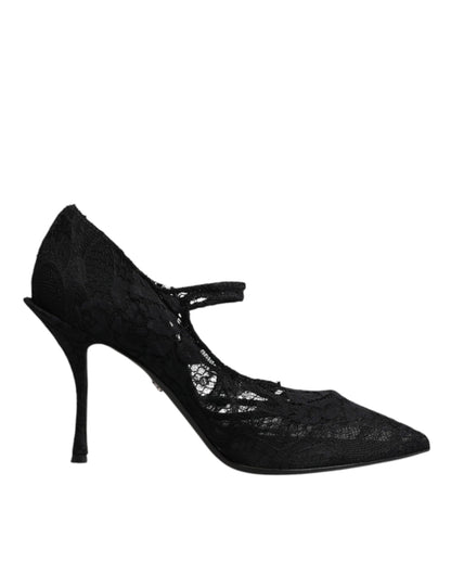 Escarpins Mary Jane en dentelle noire et cristaux Dolce &amp; Gabbana