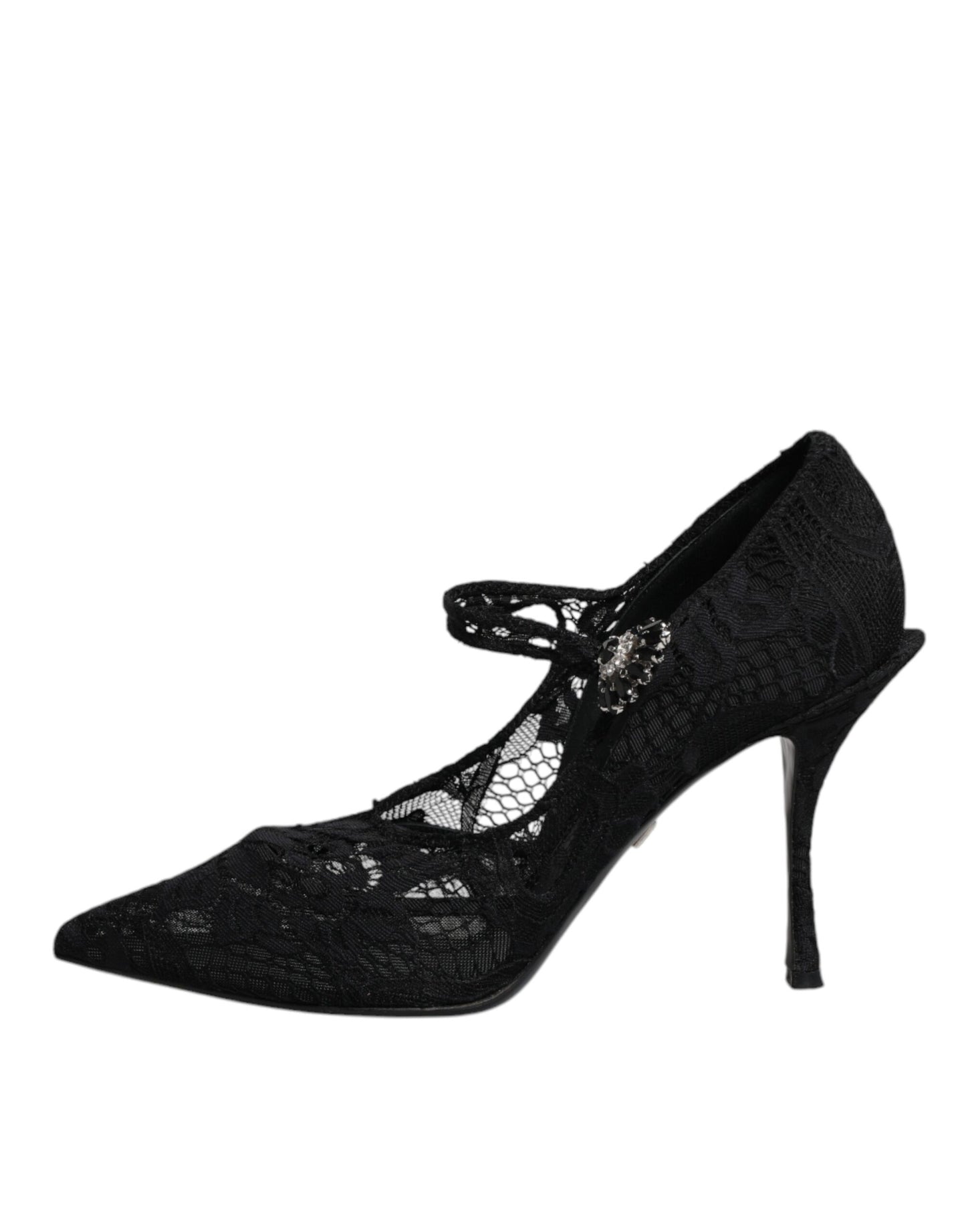 Escarpins Mary Jane en dentelle noire et cristaux Dolce &amp; Gabbana