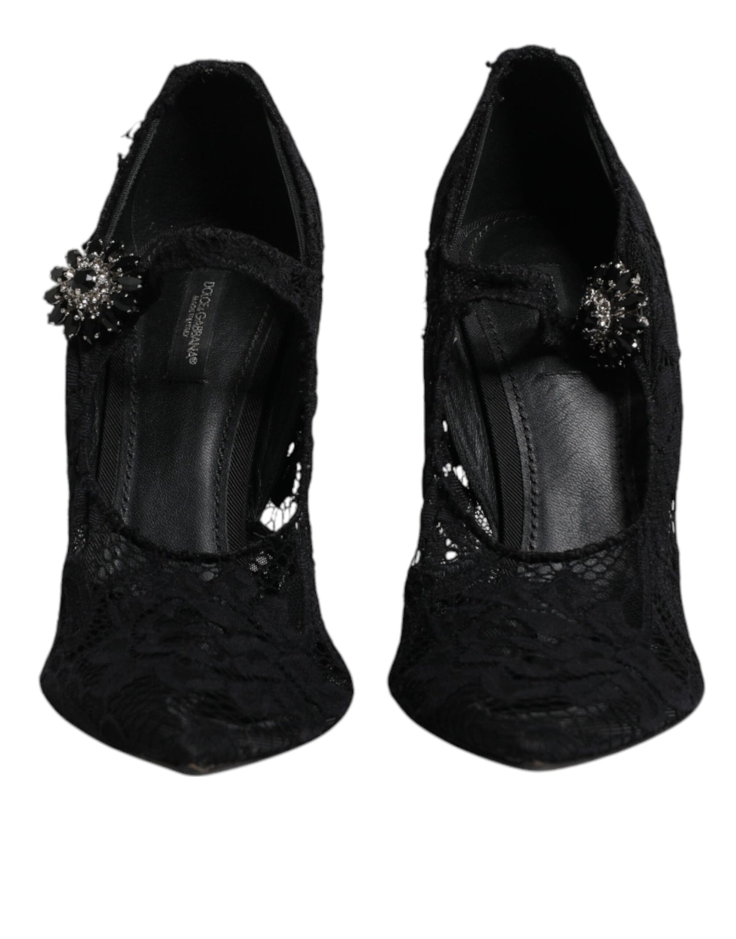Escarpins Mary Jane en dentelle noire et cristaux Dolce &amp; Gabbana