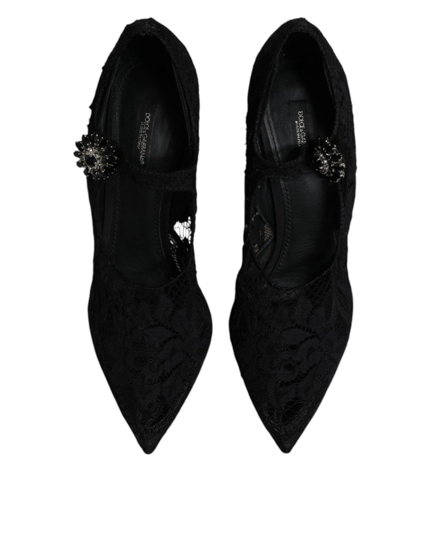 Escarpins Mary Jane en dentelle noire et cristaux Dolce &amp; Gabbana