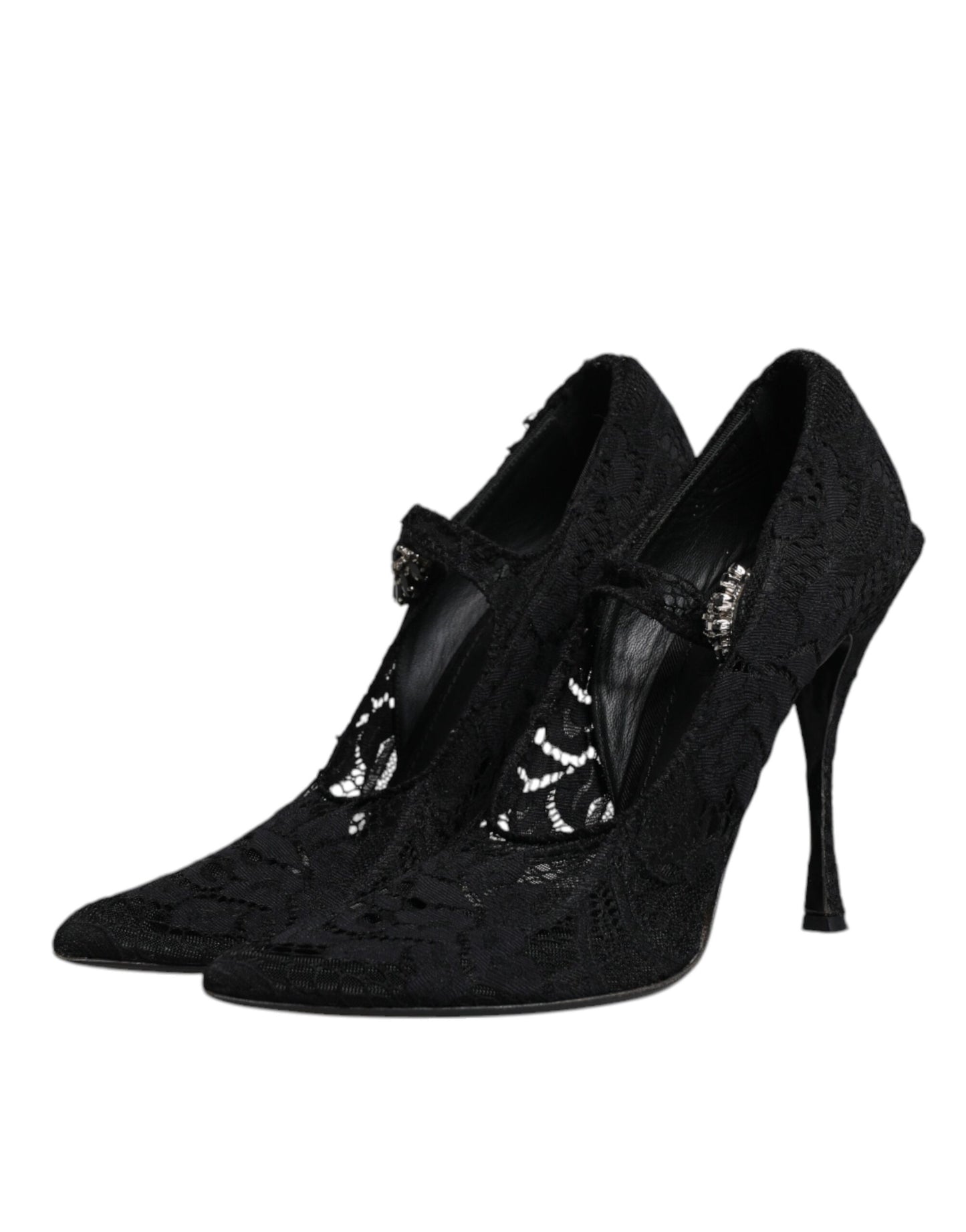 Escarpins Mary Jane en dentelle noire et cristaux Dolce &amp; Gabbana