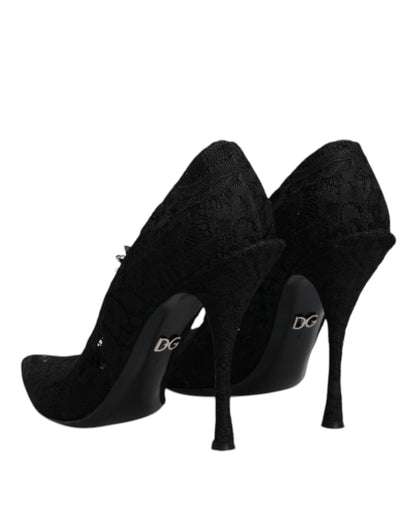 Escarpins Mary Jane en dentelle noire et cristaux Dolce &amp; Gabbana