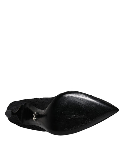 Escarpins Mary Jane en dentelle noire et cristaux Dolce &amp; Gabbana