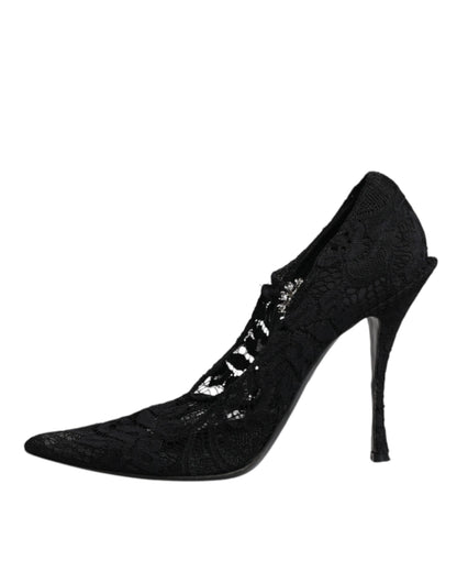 Escarpins Mary Jane en dentelle noire et cristaux Dolce &amp; Gabbana