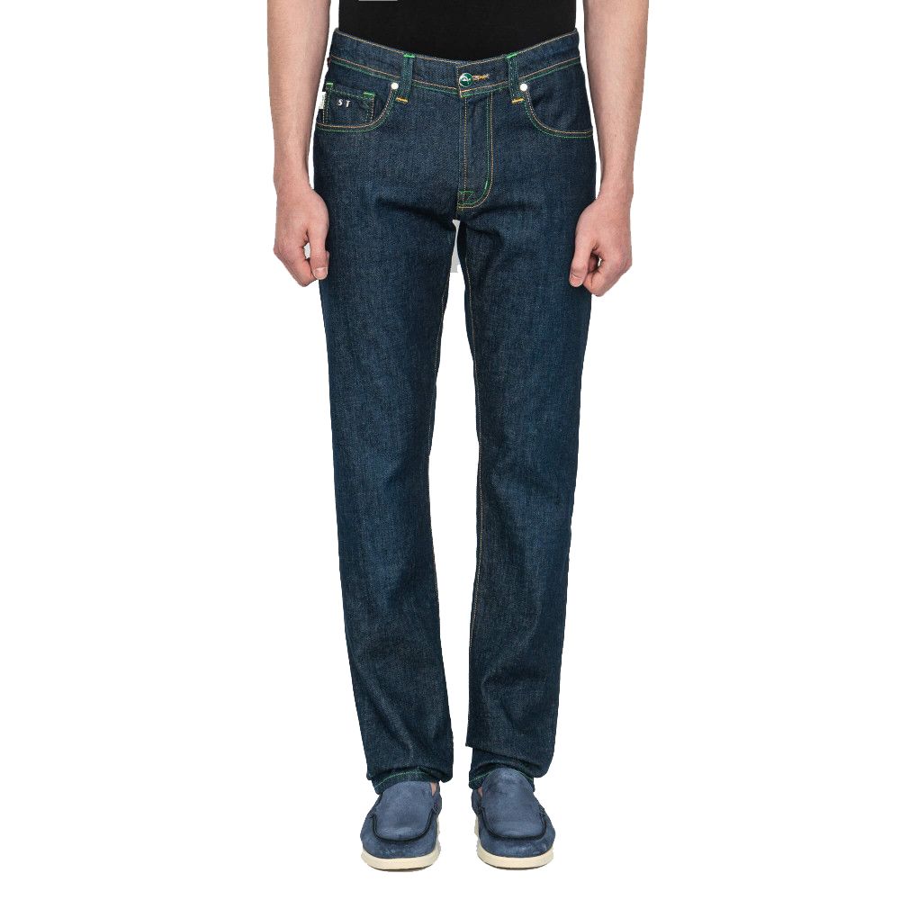 Tramarossa Blue Cotton Jeans & Pant by Tramarossa