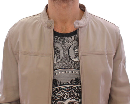 Dolce &amp; Gabbana Élégante veste en cuir d'agneau beige