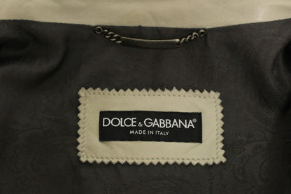 Dolce &amp; Gabbana Élégante veste en cuir d'agneau beige