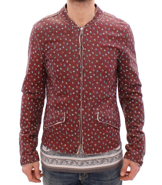 Veste en cuir bordeaux à imprimé boxer exclusive Dolce &amp; Gabbana