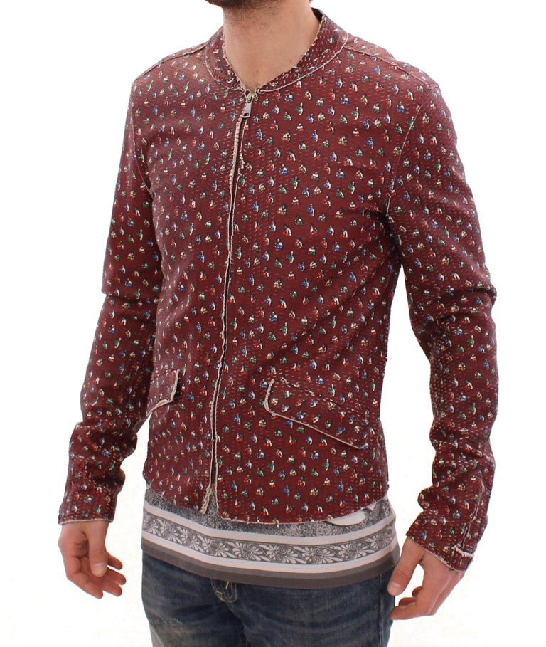 Veste en cuir bordeaux à imprimé boxer exclusive Dolce &amp; Gabbana