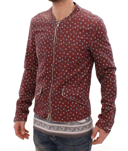 Veste en cuir bordeaux à imprimé boxer exclusive Dolce &amp; Gabbana