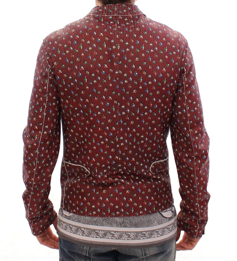 Veste en cuir bordeaux à imprimé boxer exclusive Dolce &amp; Gabbana
