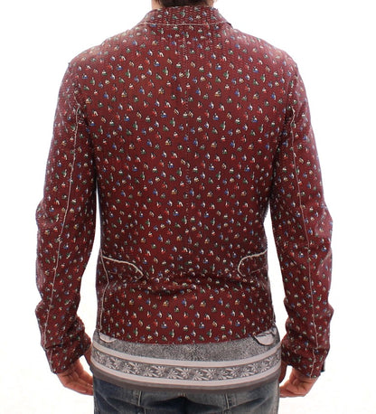 Veste en cuir bordeaux à imprimé boxer exclusive Dolce &amp; Gabbana