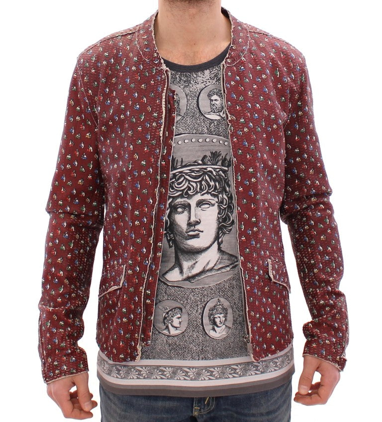 Veste en cuir bordeaux à imprimé boxer exclusive Dolce &amp; Gabbana