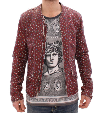 Veste en cuir bordeaux à imprimé boxer exclusive Dolce &amp; Gabbana