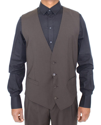 Dolce &amp; Gabbana - Robe-gilet élégante en laine à rayures marron