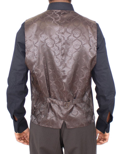 Dolce &amp; Gabbana - Robe-gilet élégante en laine à rayures marron