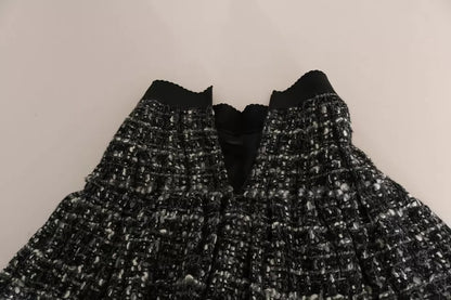 Mini-jupe en laine noire à carreaux et volants Dolce &amp; Gabbana