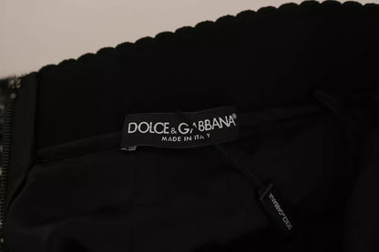 Mini-jupe en laine noire à carreaux et volants Dolce &amp; Gabbana