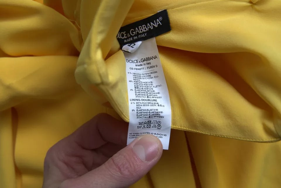 Dolce & Gabbana Yellow One Shoulder Side Slit Midi Dress by Dolce & Gabbana