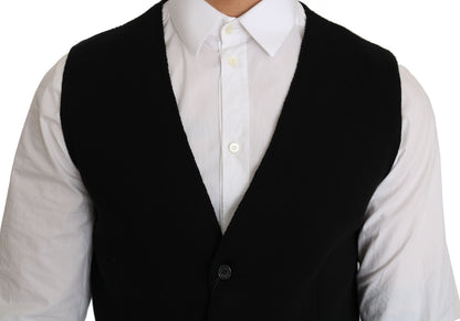 Gilet habillé en coton noir élégant Dolce &amp; Gabbana