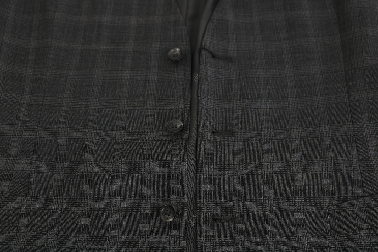 Dolce &amp; Gabbana Gray Wool STAFF Checkered Stretch Cardigan
