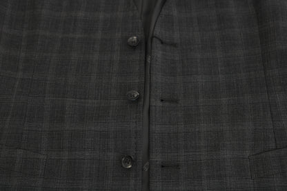 Dolce &amp; Gabbana Gray Wool STAFF Checkered Stretch Cardigan