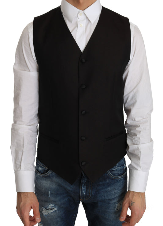 Dolce &amp; Gabbana élégant cardigan formel en soie mélangée noire