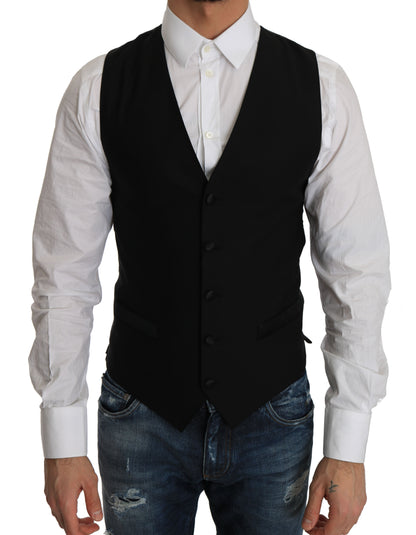 Cardigan habillé en laine mélangée noire élégante Dolce &amp; Gabbana